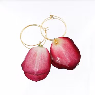 Valkyrieroser Røde - Øreringer med Ekte Roser