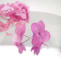 Hortensia Alv Fuksia - Øresmykker Laget av Ekte Hortensiablomster