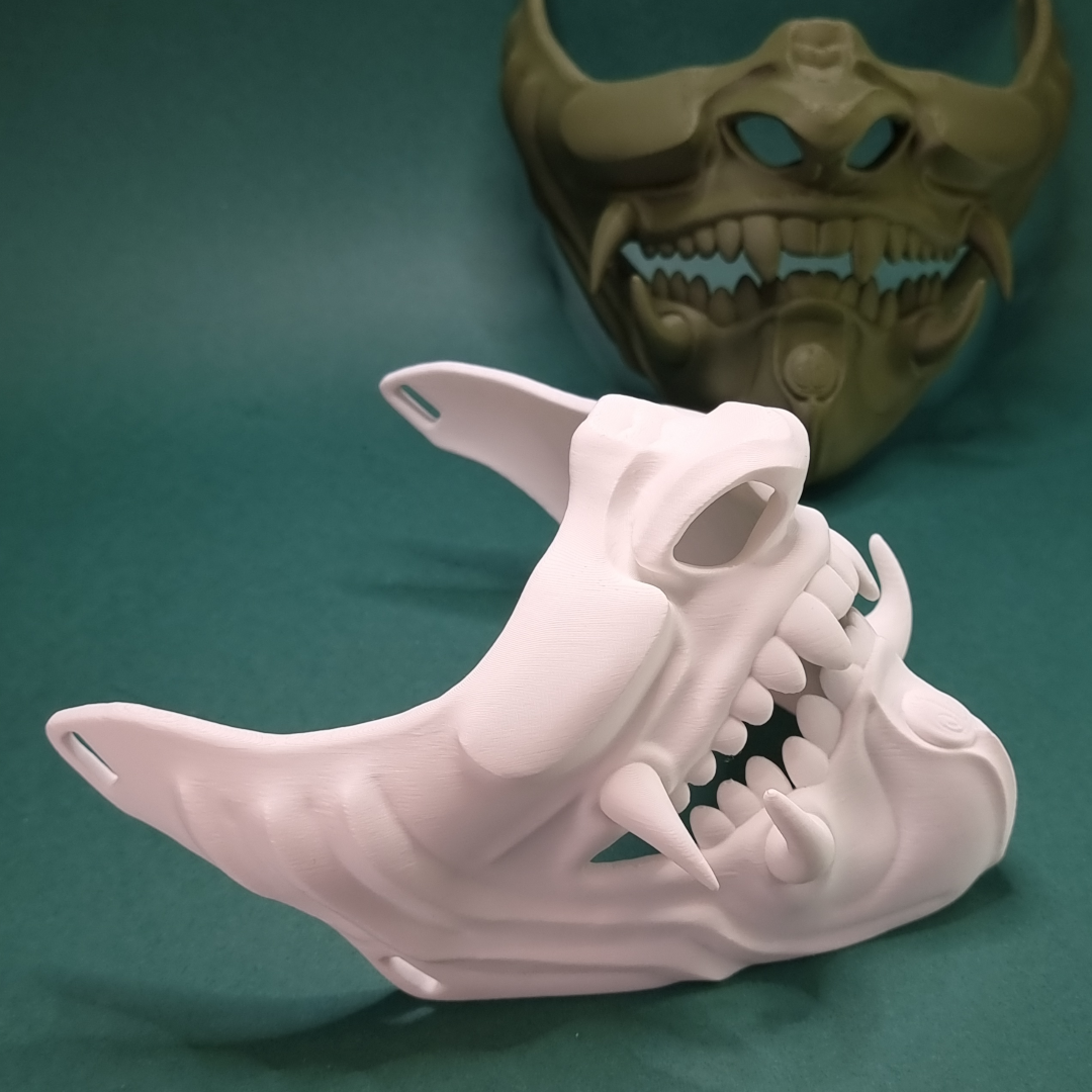 3D-Printed Oni Mask in PLA – Cosplay & Decoration Half Mask in Multiple Colors