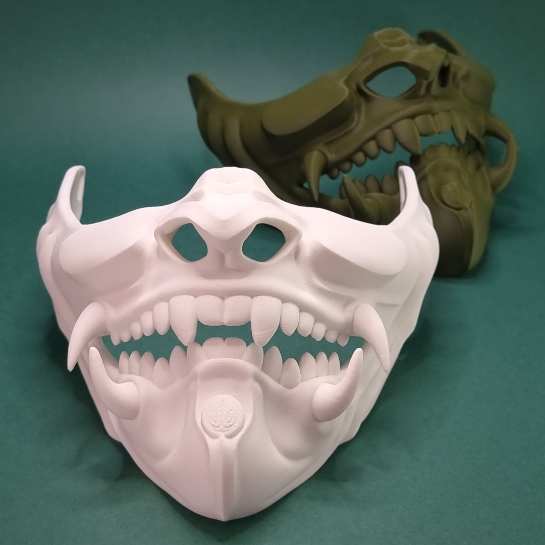 3D-Printed Oni Mask in PLA – Cosplay & Decoration Half Mask in Multiple Colors
