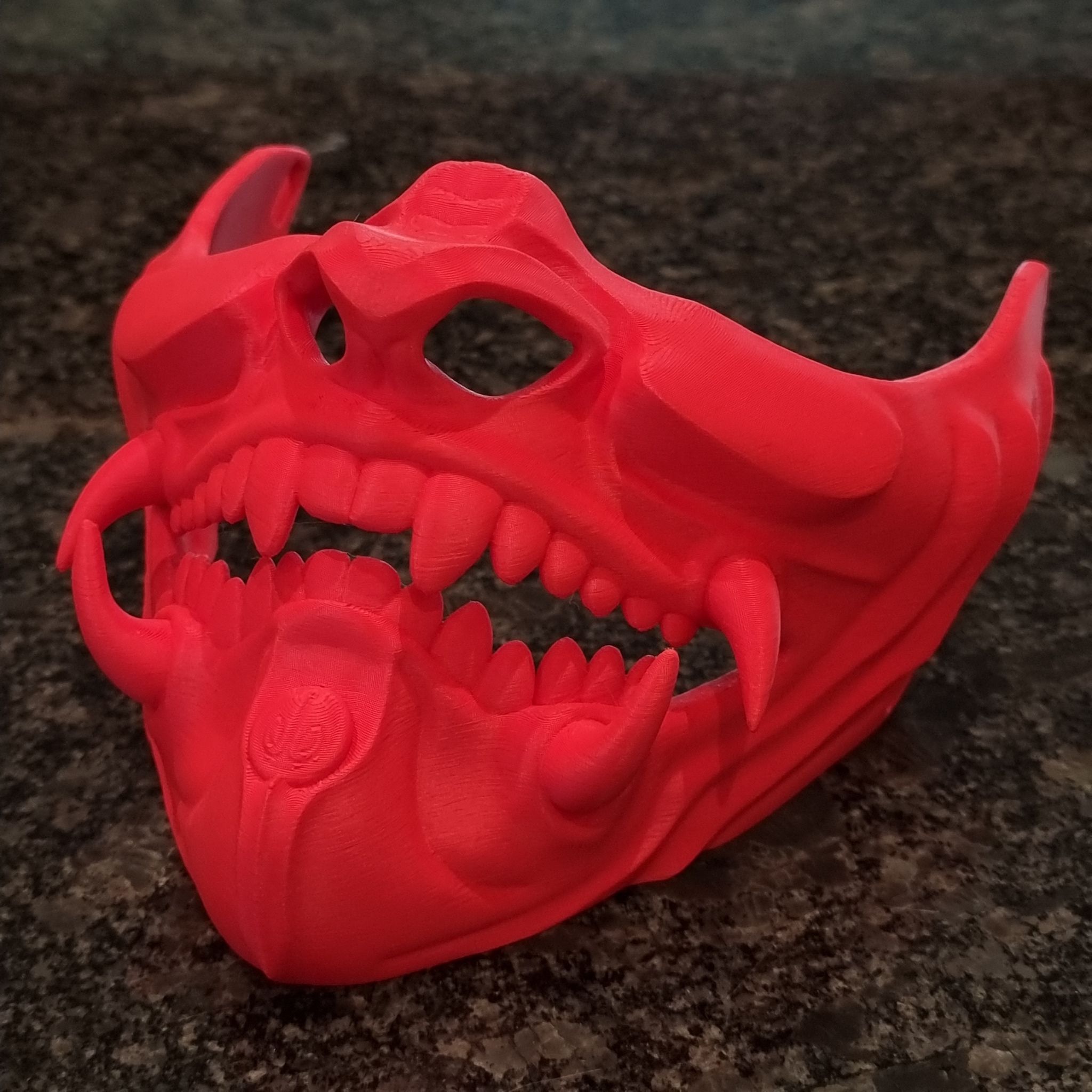 3D-Printed Oni Mask in PLA – Cosplay & Decoration Half Mask in Multiple Colors