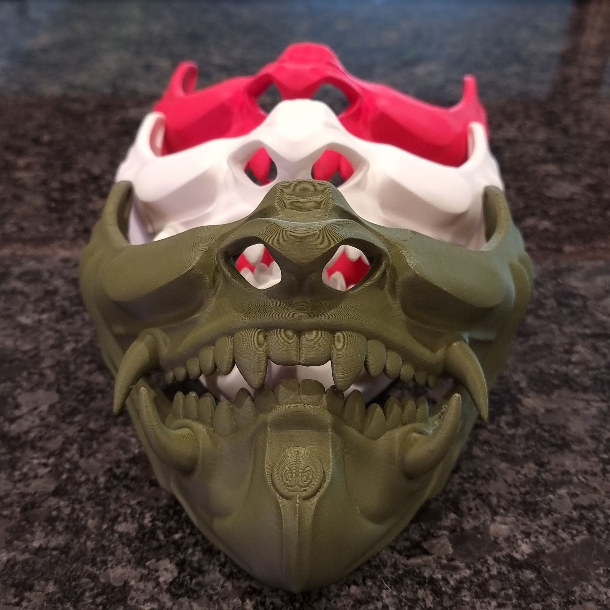 3D-Printed Oni Mask in PLA – Cosplay & Decoration Half Mask in Multiple Colors