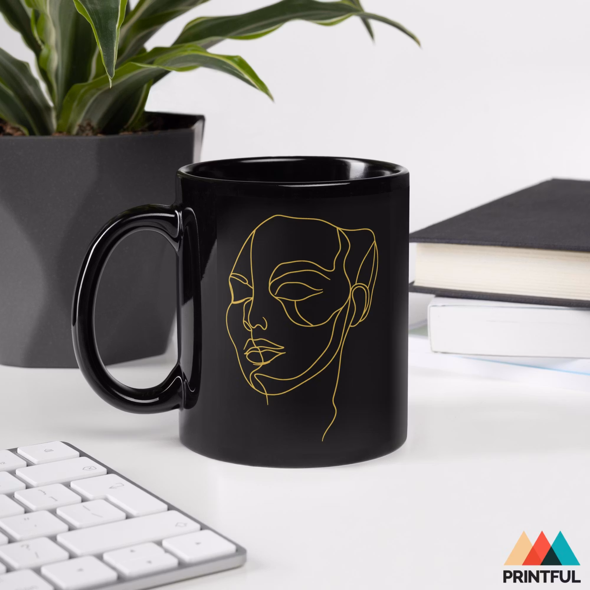 Gold Line Art mug