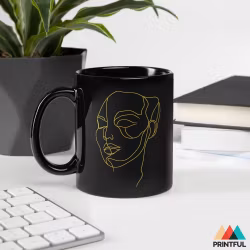Gold Line Art mugg
