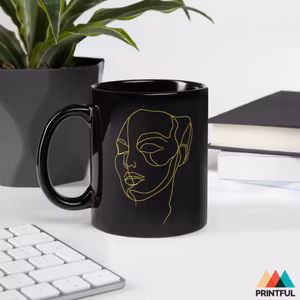 Gold Line Art mugg