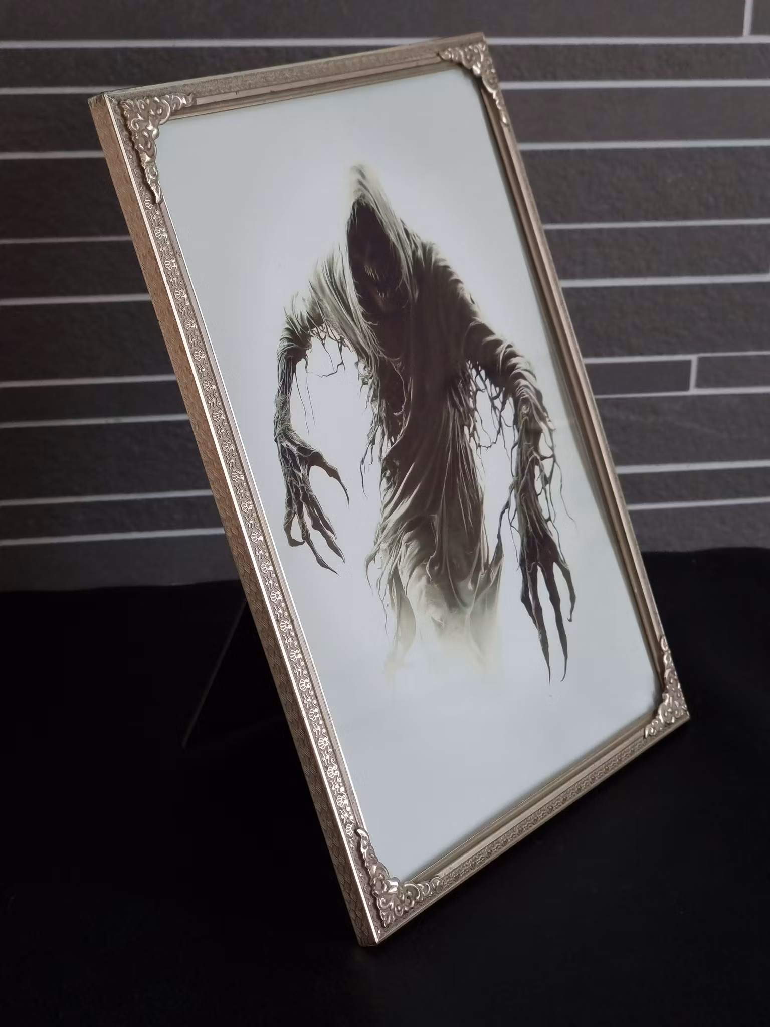 Painting with Geist in Old Silver Frame - 18x24 cm