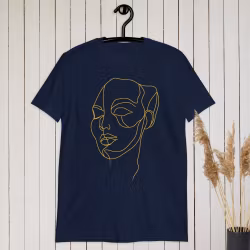 Elegant minimalistisk guldlinje ansikte T-shirt