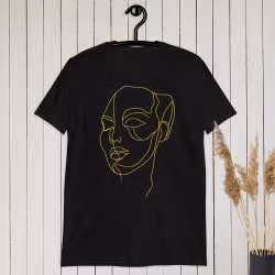 Elegant minimalistisk guldlinje ansikte T-shirt