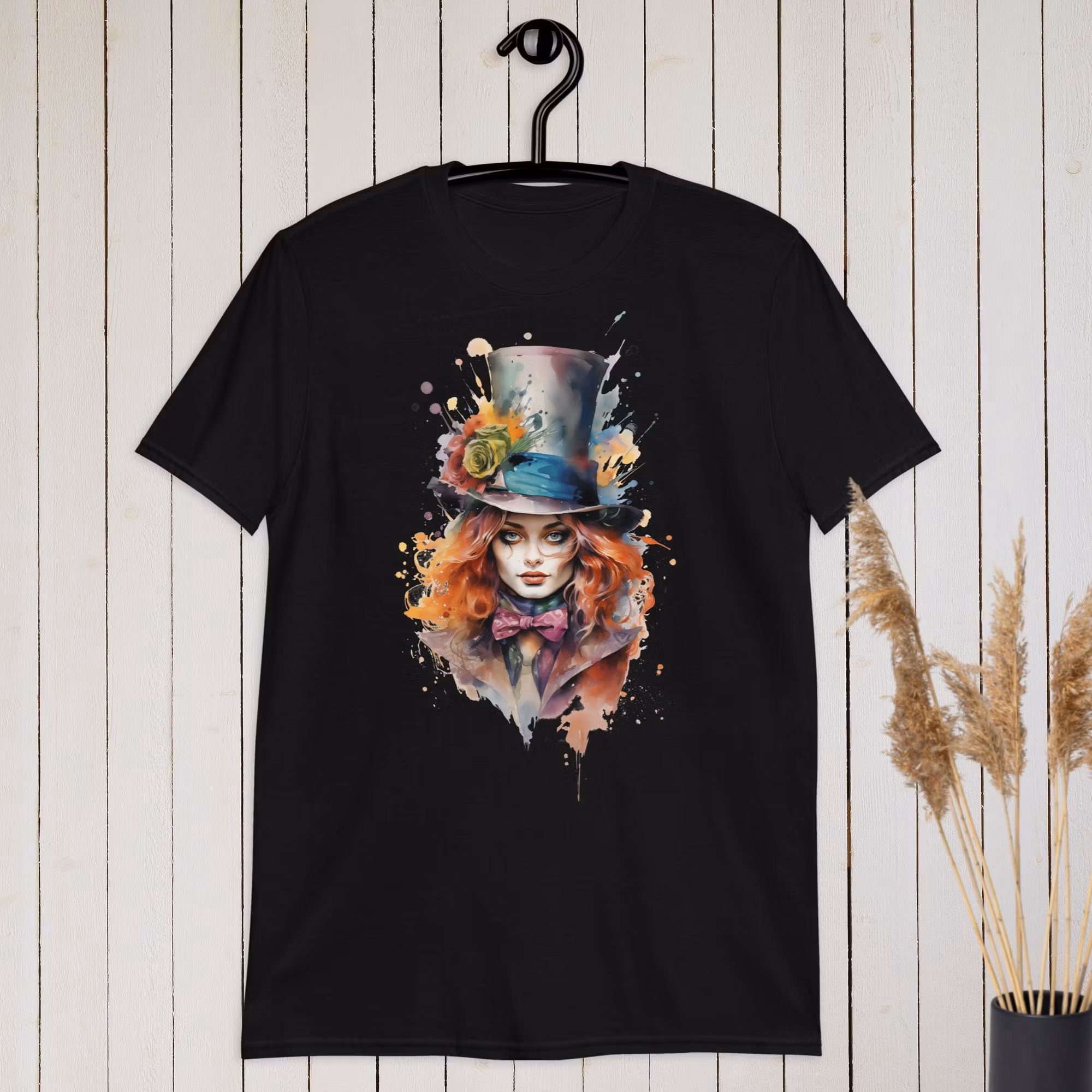 Female Mad Hatter Mug | Whimsical Chaotic Me | Alice in Wonderland-Inspired | Customizable Text Tee & Shirt | Watercolor Illustration