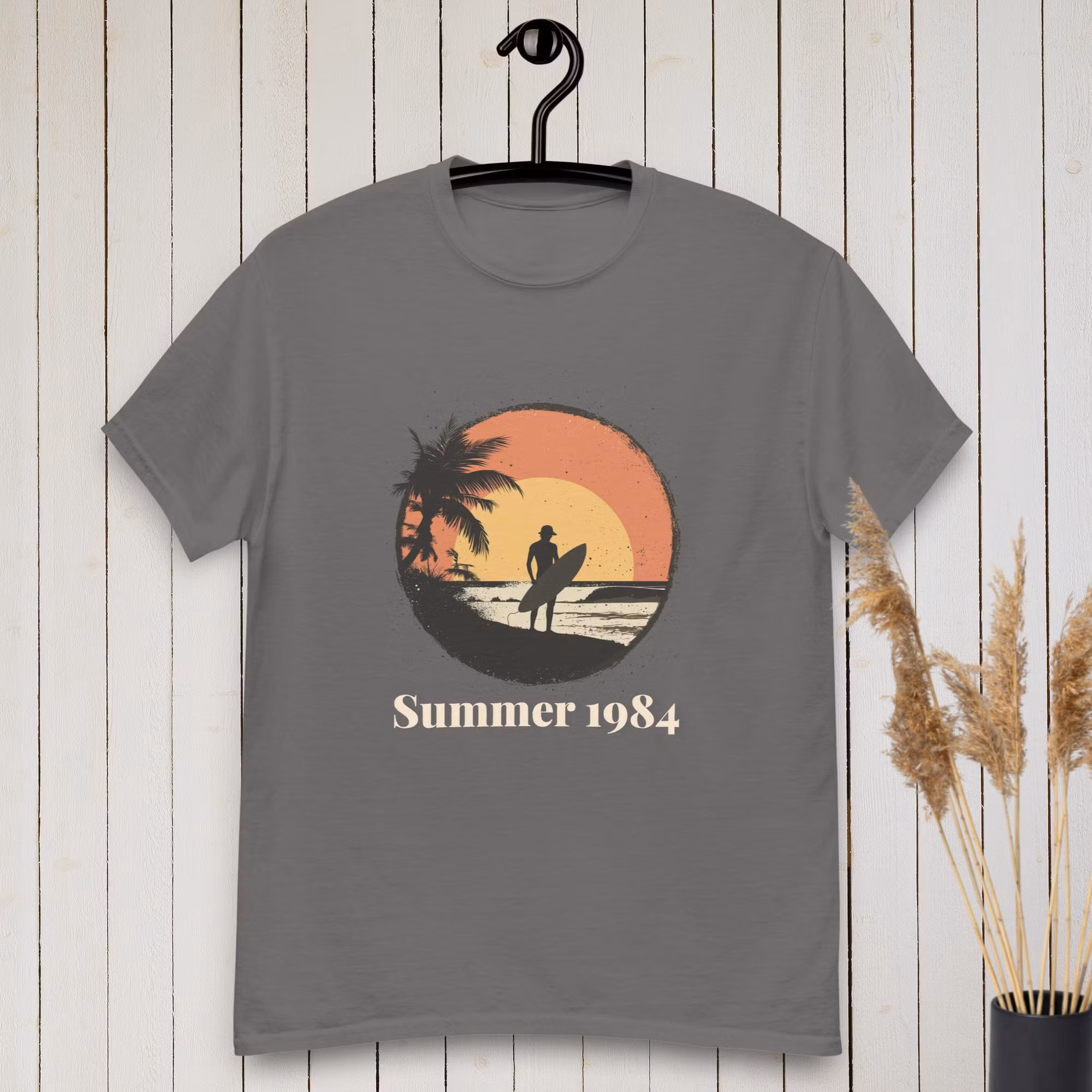 Sunset Surfer T-shirt | Surf High Design | Customizable Text Tee & Shirt | Customizable Text | Perfect for Surf Lovers