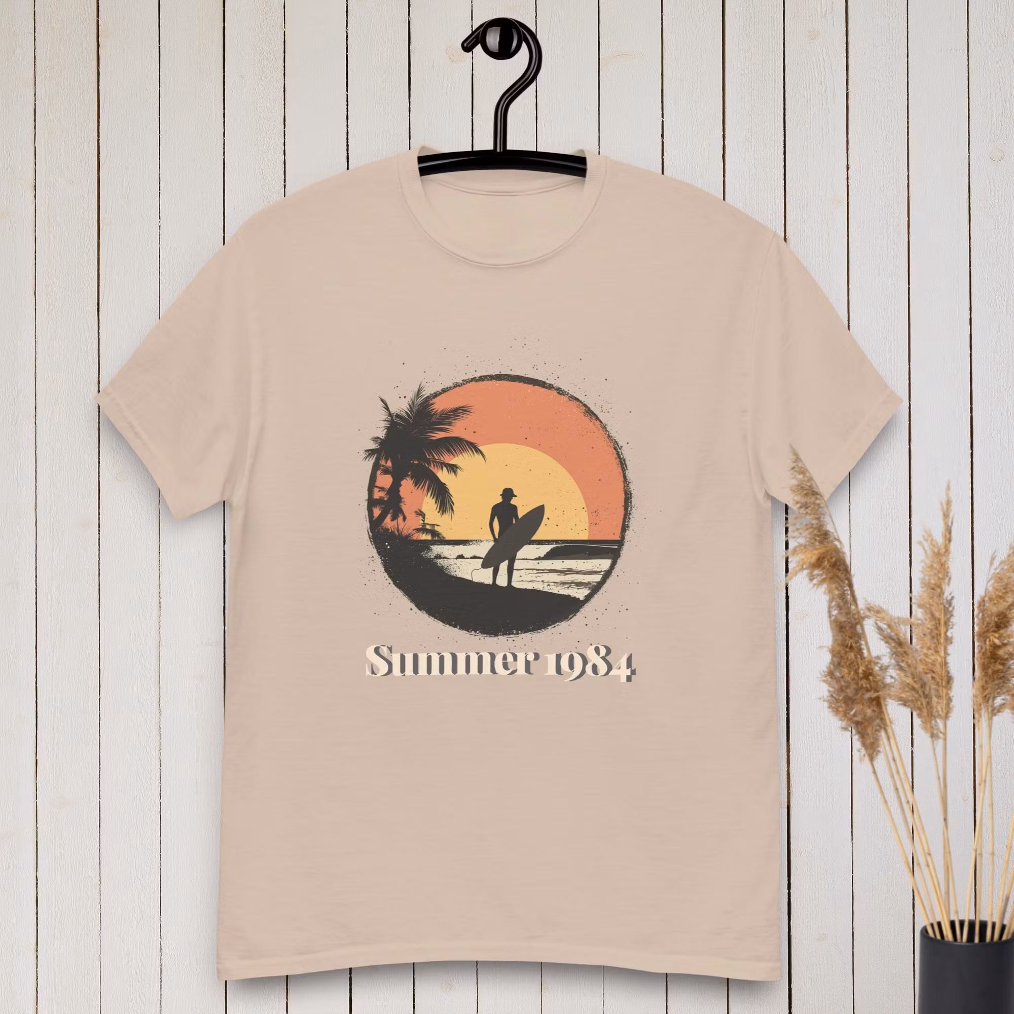 Sunset Surfer T-shirt | Surf High Design | Customizable Text Tee & Shirt | Customizable Text | Perfect for Surf Lovers
