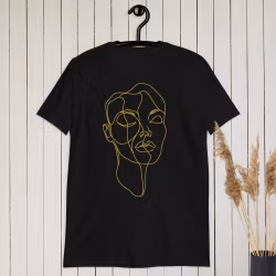 Elegant minimalistisk guldlinje ansikte T-shirt