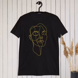 Elegant minimalist gold line face T-shirt