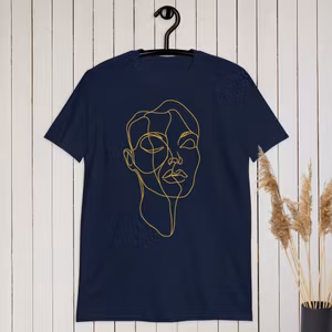 Elegant minimalist gold line face T-shirt