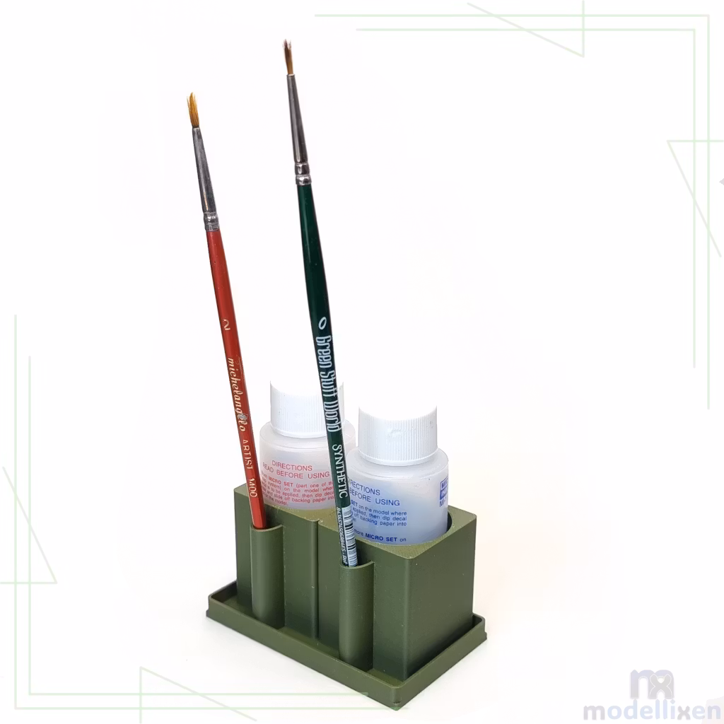 Decal Solution Holder for 2 Bottles & 2 Brushes – Fits Microscale Microscales