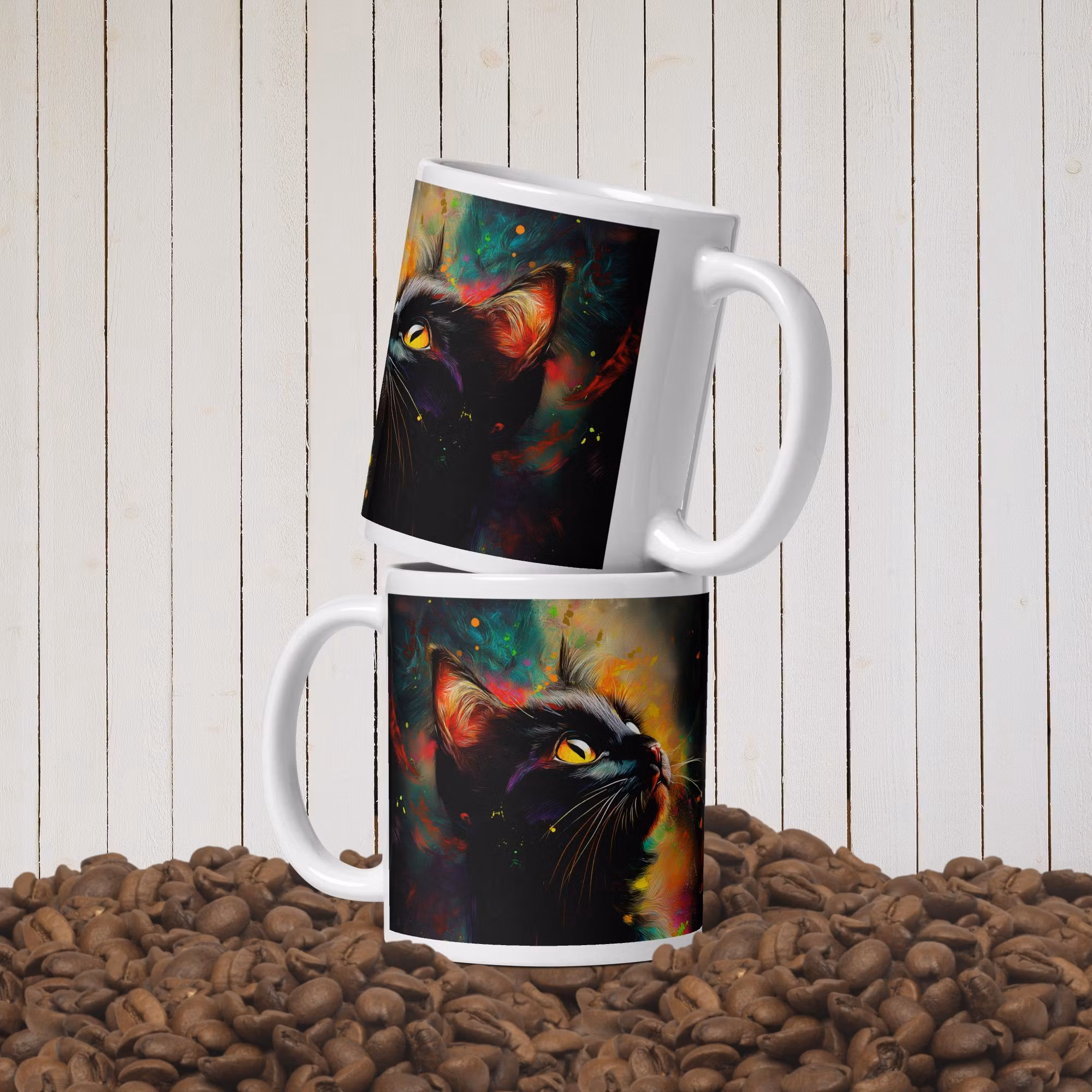 Cat Gazing Akvarell Mug