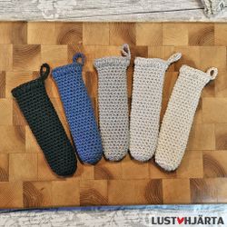 Virkat handtagsskydd stekpanna - 50% lin 50% bomull