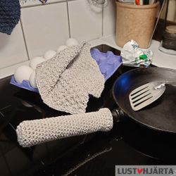 Virkat handtagsskydd stekpanna - 50% lin 50% bomull