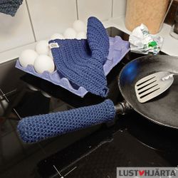 Virkat handtagsskydd stekpanna - 50% lin 50% bomull