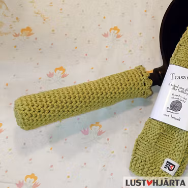 Virkat handtagsskydd stekpanna - 100% bomull - uddkant