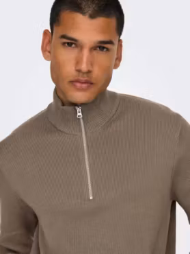 PHIL HALF ZIP DESERT TAUPE
