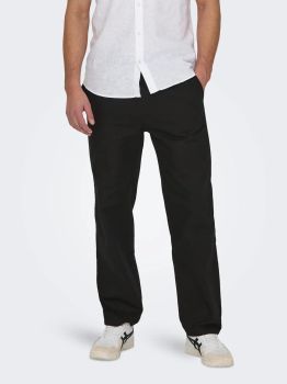 SINUS COT LIN PANT BLACK