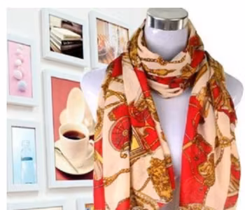 Härliga Mönstrad Chiffong Scarf Sjal