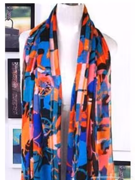 Härliga Mönstrad Chiffong Scarf Sjal