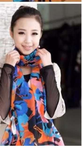 Härliga Mönstrad Chiffong Scarf Sjal