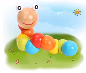 Färgad Trä Caterpillar, TräleksakerFärgad