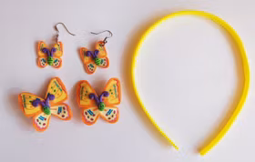 Fjäril hårsnodd, Diadem och örhängen