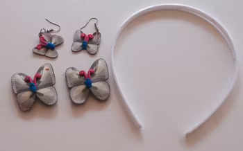 Fjäril hårsnodd, Diadem och örhängen