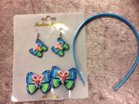 Fjäril hårsnodd, Diadem och örhängen