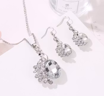 Påfågel Strass / Färgsten Halsband och Örhänge