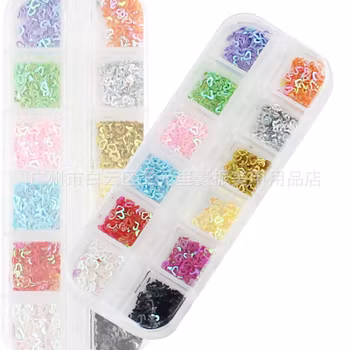 12 Färger Glitter Nageldekoration