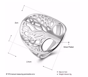 925 Silverpläterad Livets Träd / Visdomsträd Halsband / Örhänge och Ringar
