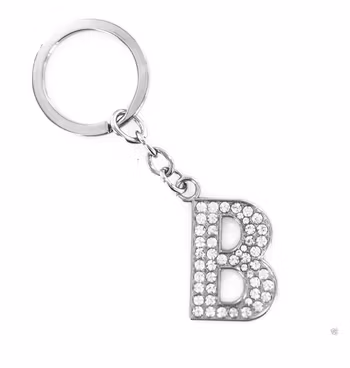 Stora Bokstav Nyckelring med Strass