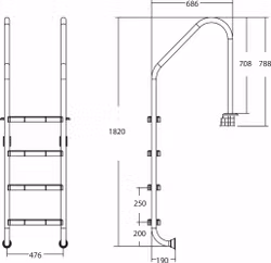 Poolstege wide 4-stegs