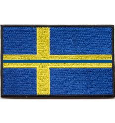 Tygmärke Svensk Flagga och blå linje