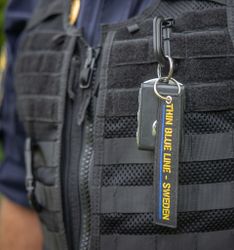 Nyckelring broderad Thinblueline