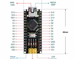 Nano V3.0 med 328P mikrokontroller, kompatibel med Arduino