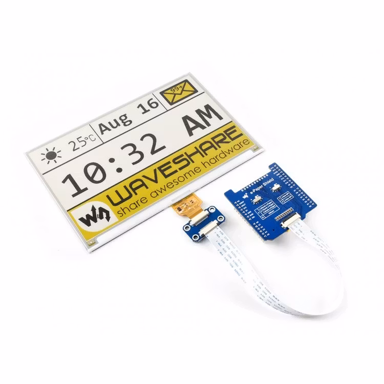 e-Paper Raw shield kit, kompatibel med Arduino