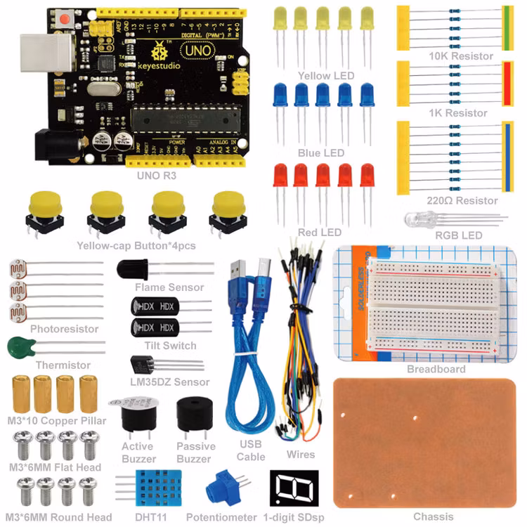 Keyestudio grundläggande nybörjarpaket, kompatibelt med Arduino