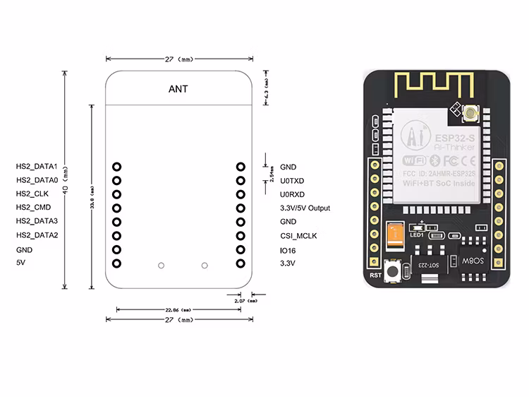 ESP32-CAM WiFi Bluetooth utvecklingsbord med kamera