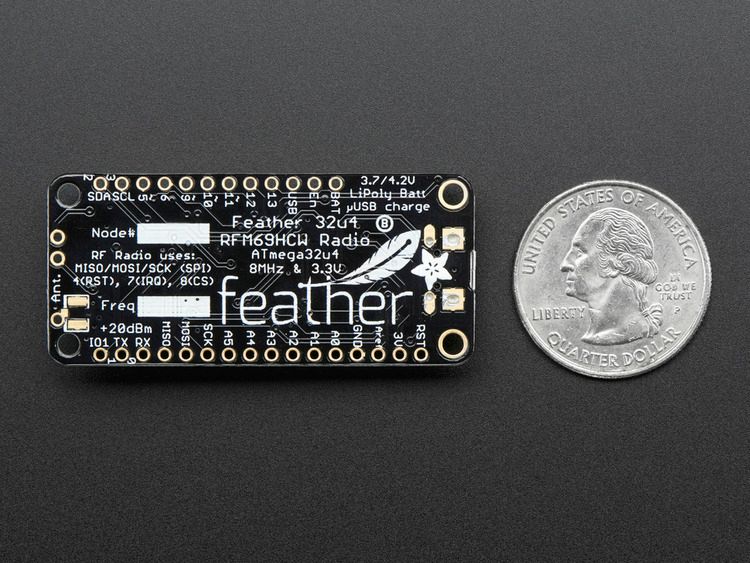 Adafruit Feather 32u4 with RFM69HCW Packet Radio - 433MHz - RadioFruit