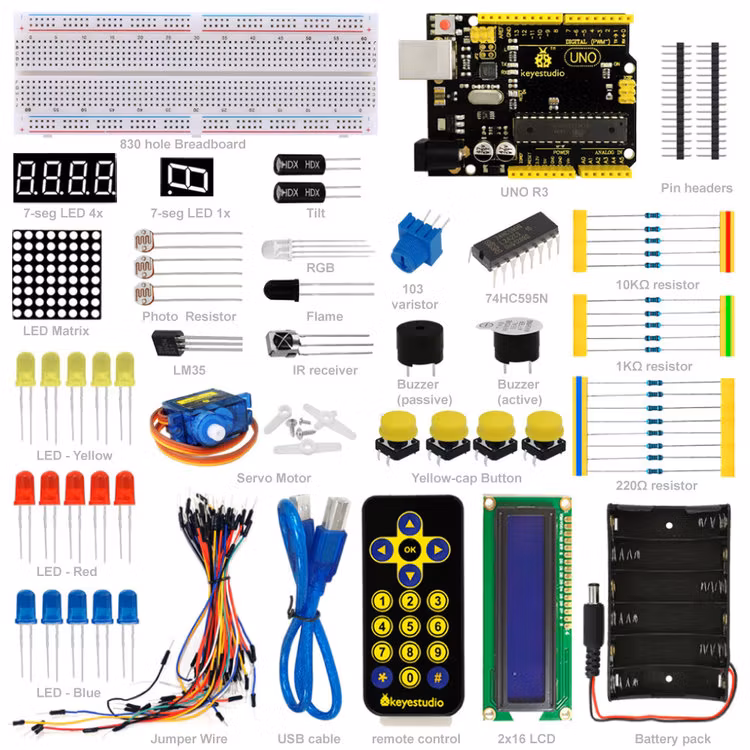 Grundläggande nybörjarpaket, kompatibel med Arduino