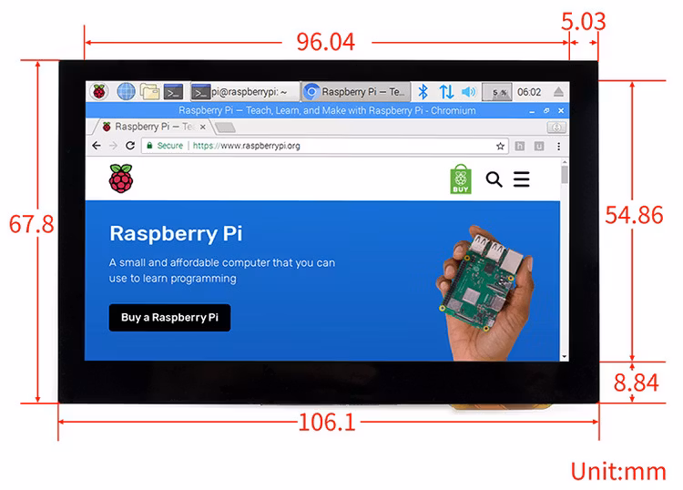 4.3inch HDMI LCD (B), 800x480, IPS, supports various systems, capacitive touch