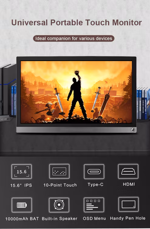 15.6inch Universal Portable Touch Monitor (for EU), 1920×1080, IPS, Type-C