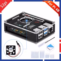 52Pi Original Acrylic ABS Case for Raspberry Pi 4 with DC 5V Cooling Fan