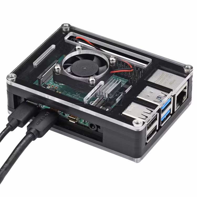 52Pi Original Acrylic ABS Case for Raspberry Pi 4 with DC 5V Cooling Fan